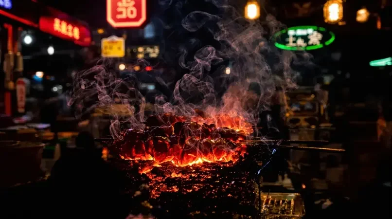 街头美食探店 隐藏在小巷的深夜烧烤 - 星辰视频